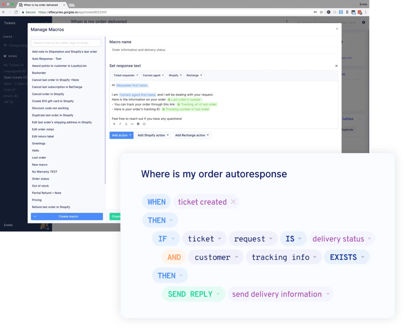 gorgias automation and canned responses