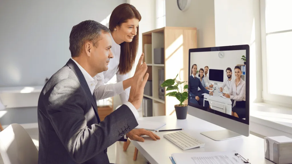 Zoom call between remote workers and their supervisors
