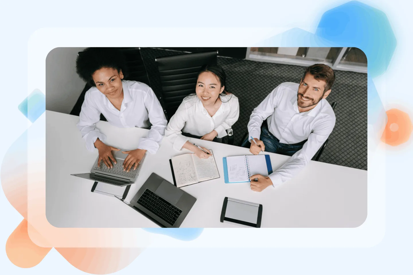 Photo of three experts representing fully managed outsourcing model