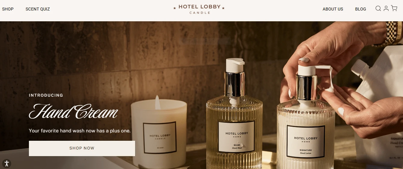 Hotel Lobby Candle website