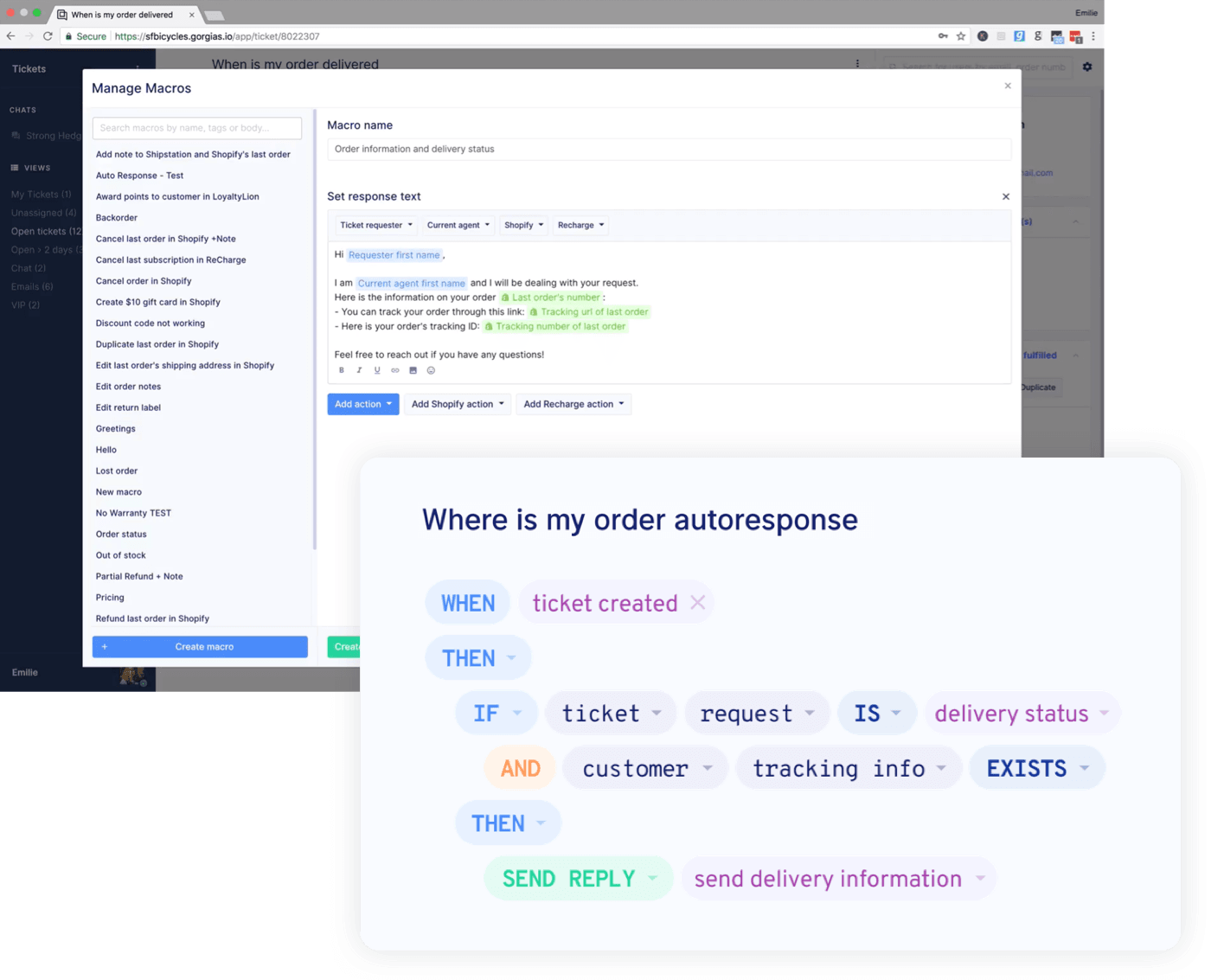 gorgias automation and canned responses