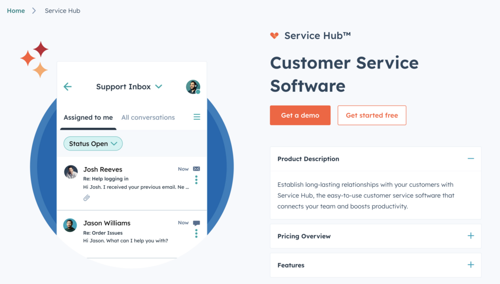 HubSpot Service Hub works seamlessly with the rest of the HubSpot system