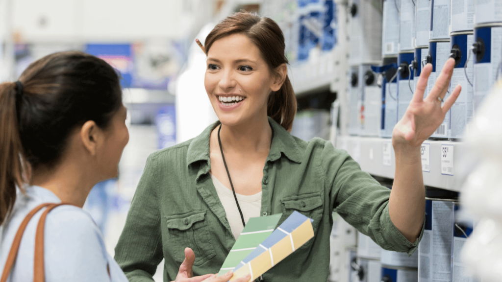 A dedicated customer success manager assisting a customer whether online or in-store