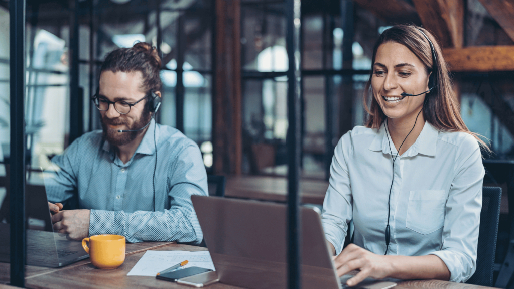 Customer support reps answering queries and questions from support tickets and international customers