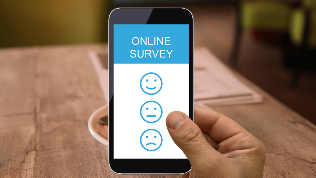 Customer using a customer survey software to share feedback