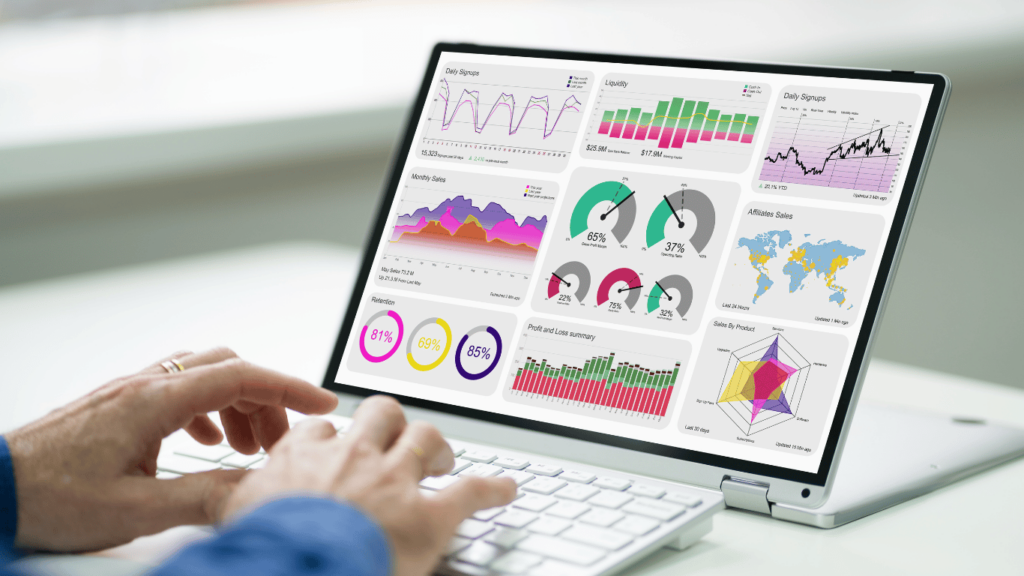 Graphs and charts showing customer data