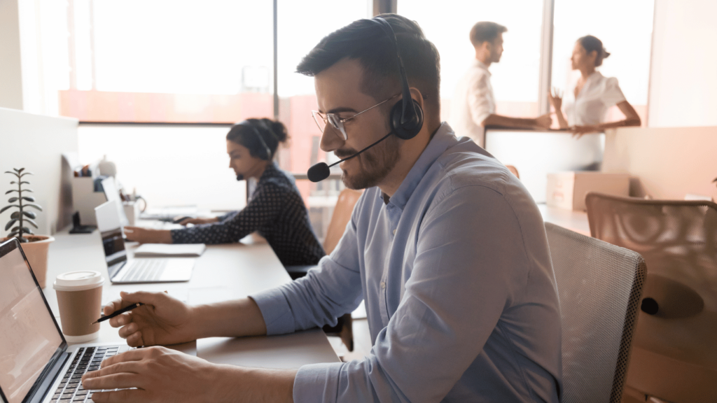 Customer support agents studying customer sentiments