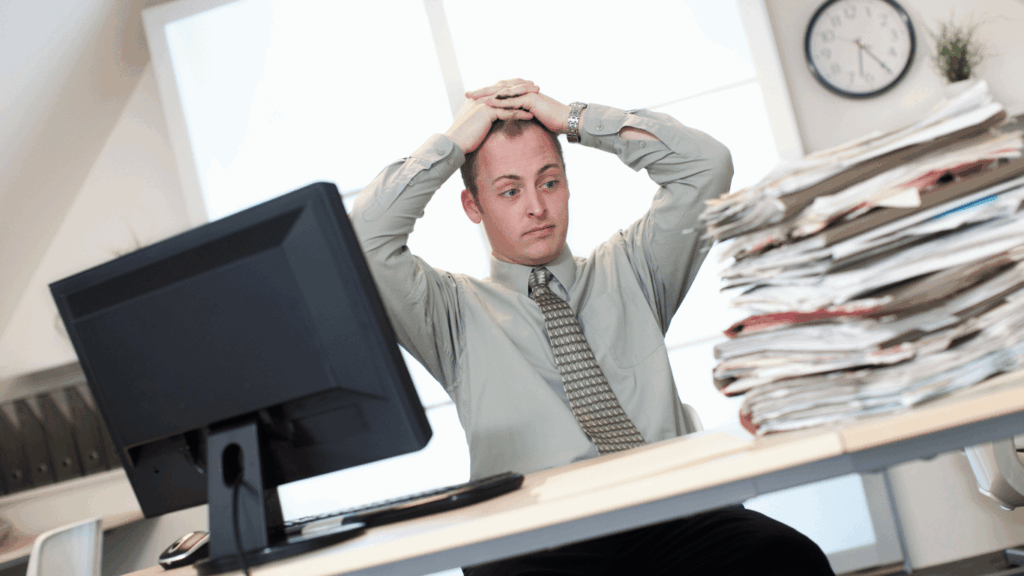 Founder of small businesses getting flustered and overwhelmed dealing with customers