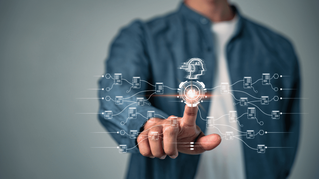 Illustration of hybrid system of using human and AI agents